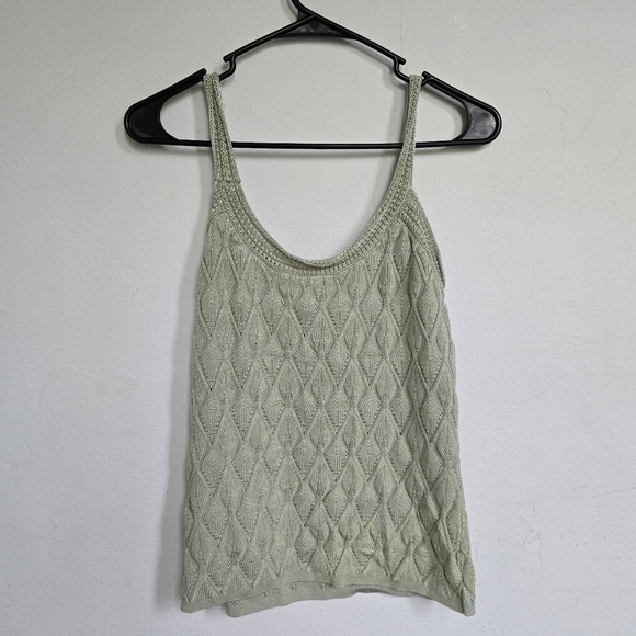White House Black Market Diamond Stitch Sweater Tank Sage Green Medium - Picture 11 of 13